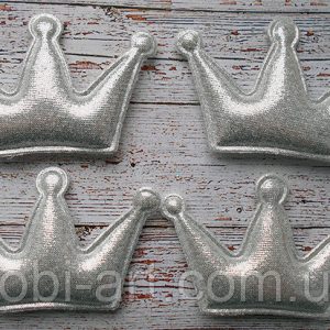 Аплікація корона (срібляста)  6,8х4,5см, АР-259