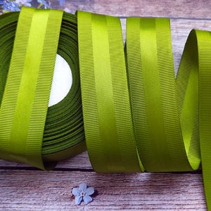 Стрічка репсова 2,5см, з атласною смужкою, хакі
