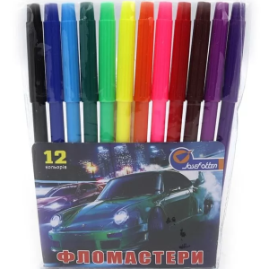 Фломастери "JO" 12 кольорів "Дрифт" ПВХ