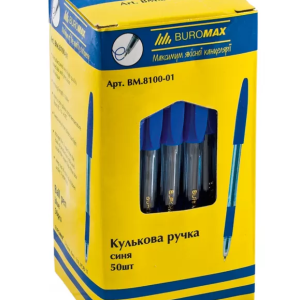 Ручка кулькова "BUROMAX" синя з гумовою вставкою
