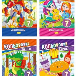 Картон кольоровий односторонній А4, 7 кольорів 230г/кв.м. "Апельсин"