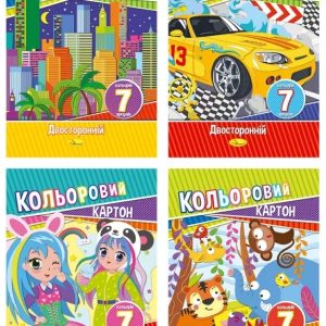 Картон кольоровий ДВОХСТОРОННІЙ А4, 7 кольорів 230г/кв.м. "Апельсин"