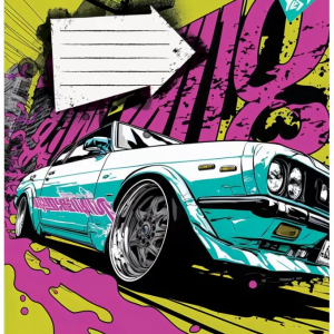 Зошит == в лінію, 12 аркушів, "YES", "Colour car"-2