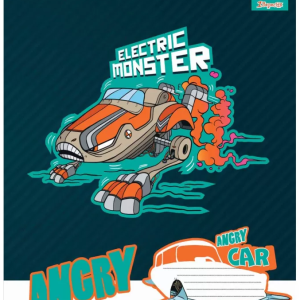 Зошит == в лінію, 12 аркушів, "1В", "Angry car"-2
